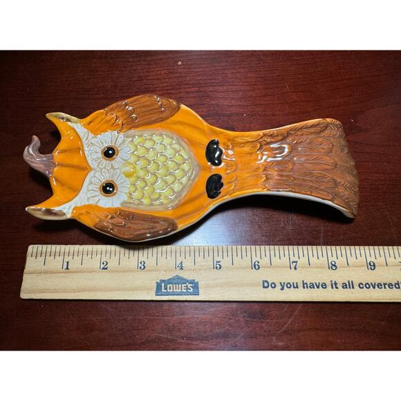 Cracker Barrel Owl Spoon Rest Stoneware Microwave & Dishwashter Safe Approx 9" L - Picture 2 of 6